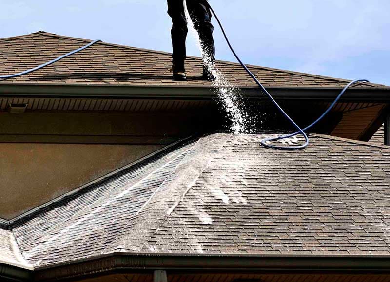 Professional roof cleaning services in NYC - before and after algae and moss removal