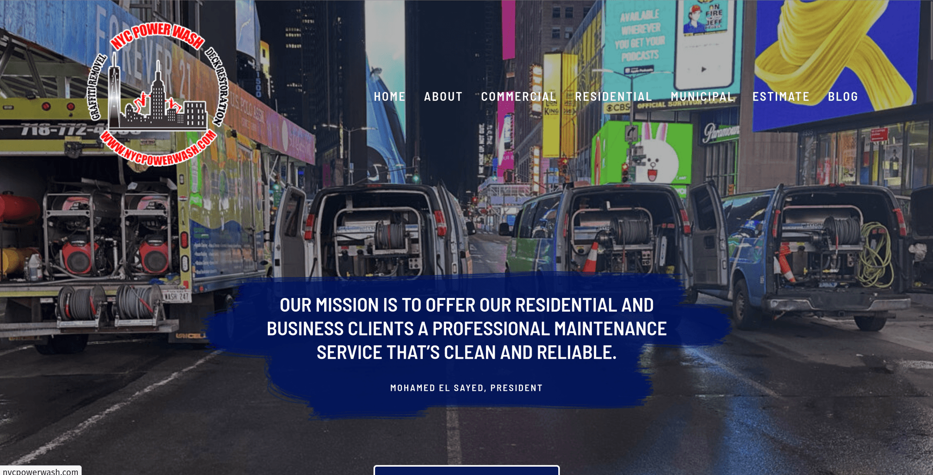 NYC PowerWash company logo - Professional pressure washing services for high-profile commercial clients including Times Square and Metropolitan Museum