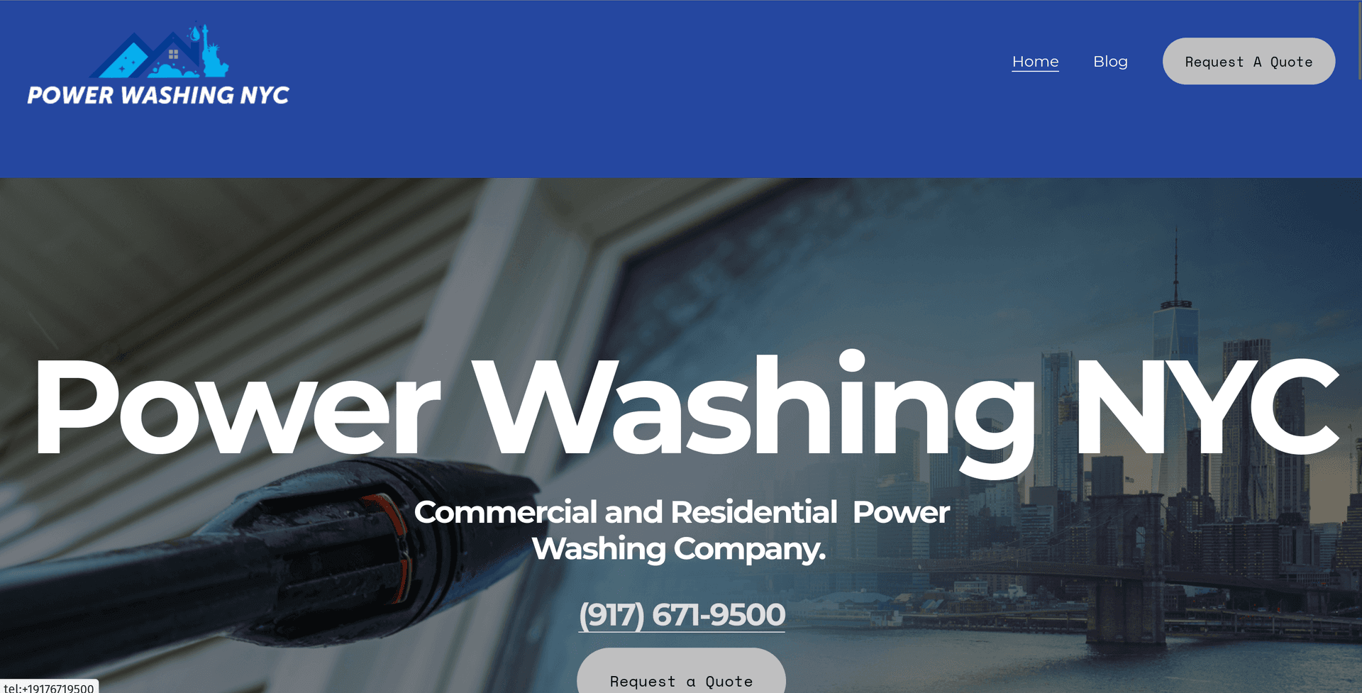 Powerwashing-NYC service area map showing coverage across Manhattan, Brooklyn, Queens, Bronx, Staten Island, Westchester and Long Island