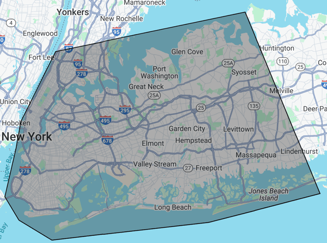 PowerWash NYC Service Area Map