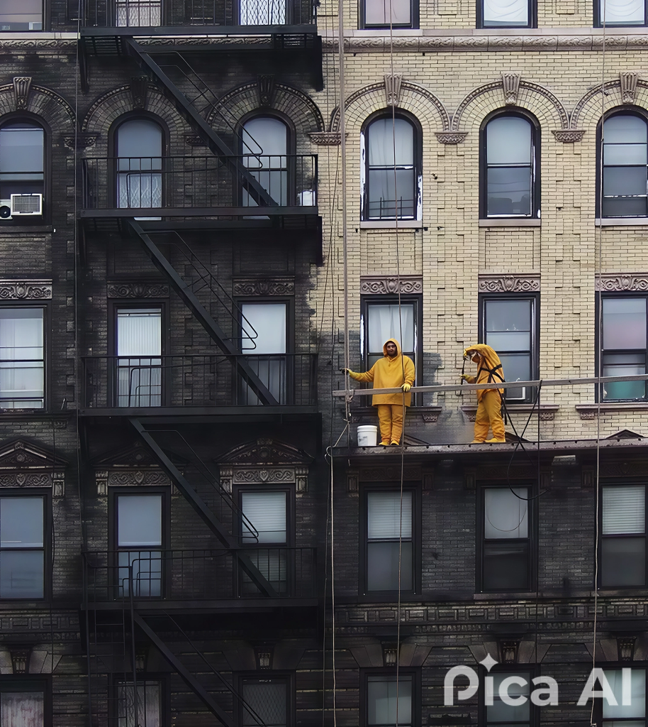 NYC brownstone before and after power washing