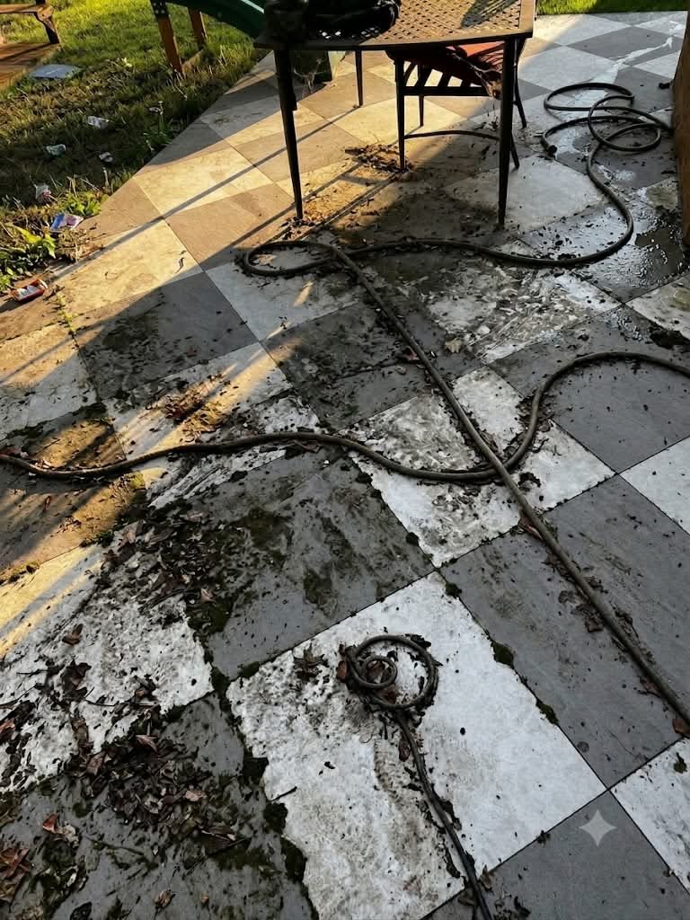 Checkered Tile Patio before